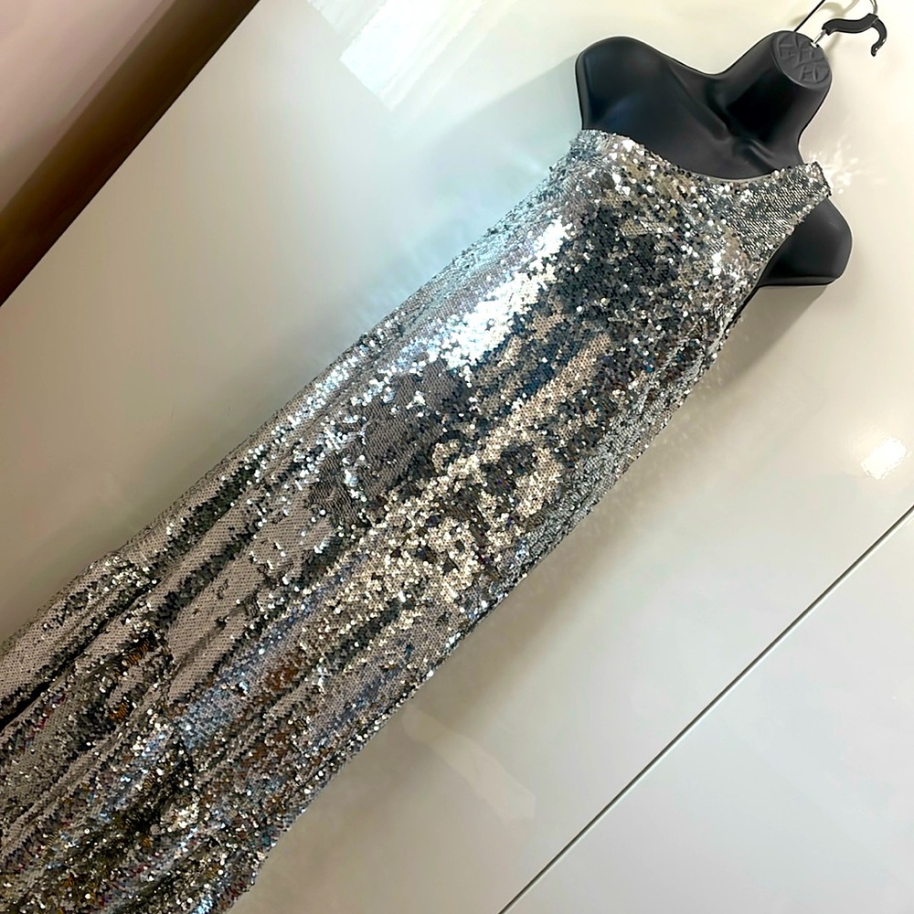 NWT Maeve - silver sequin dress size Small
